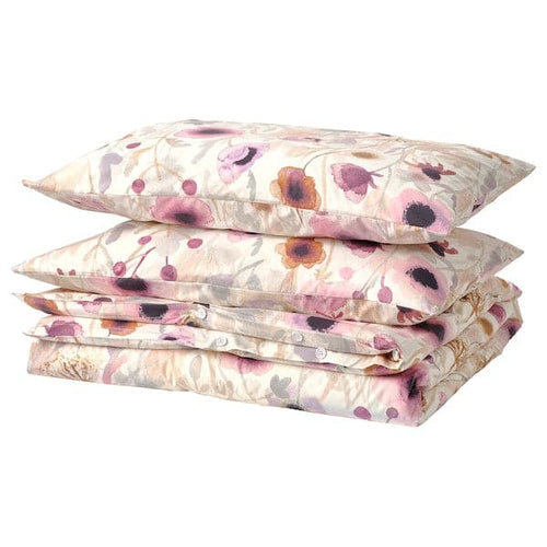 LÖNNHÖSTMAL - Duvet cover and 2 pillowcases, multicolour/floral pattern, 240x220/50x80 cm
