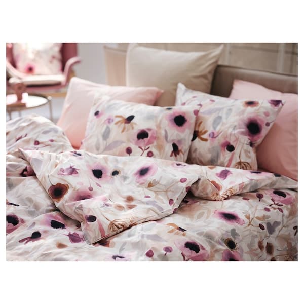 LÖNNHÖSTMAL - Duvet cover and 2 pillowcases, multicolour/floral pattern, 240x220/50x80 cm - best price from Maltashopper.com 60547021