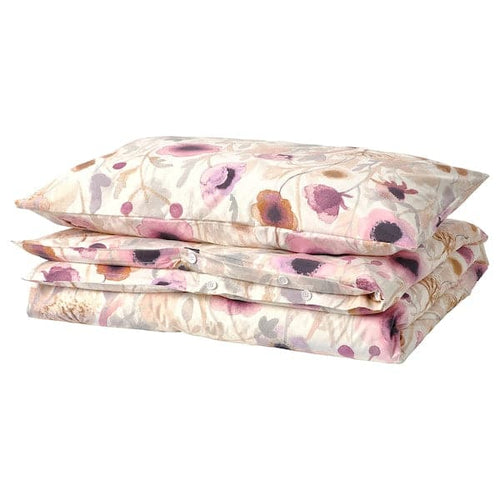 LÖNNHÖSTMAL - Duvet cover and pillowcase, multicolour/floral pattern, 150x200/50x80 cm