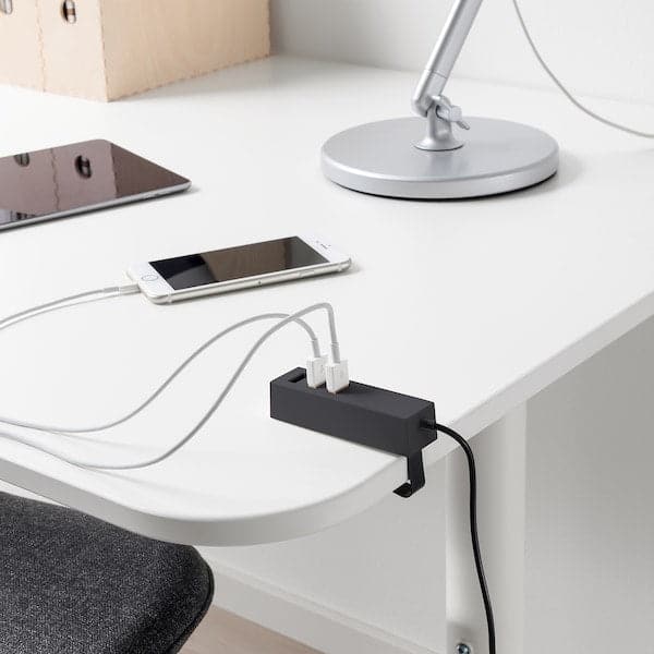 Ikea LÖRBY USB charger with clamp - black ,