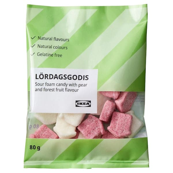 LÖRDAGSGODIS - Sour foam candy, with pear or forest fruit flavour