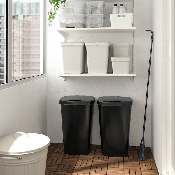 LÖVKVAST - Bin with lid, black, 50 l - best price from Maltashopper.com 20531098
