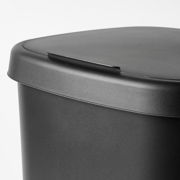 LÖVKVAST - Bin with lid, black