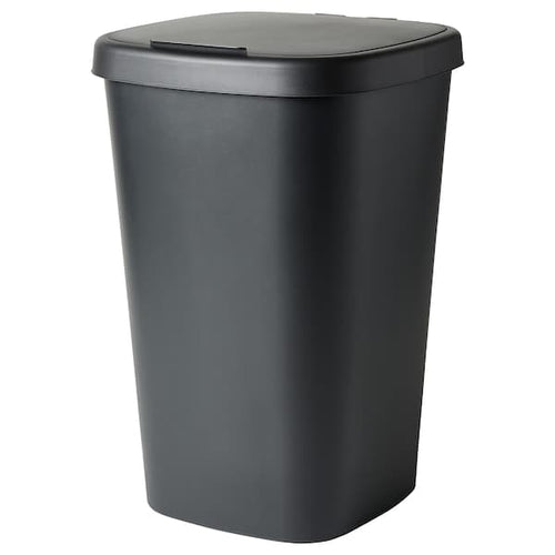 LÖVKVAST - Bin with lid, black, 50 l