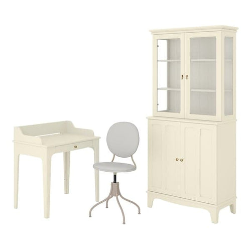 LOMMARP/BJÖRKBERGET Desk/storage element - and beige swivel chair ,