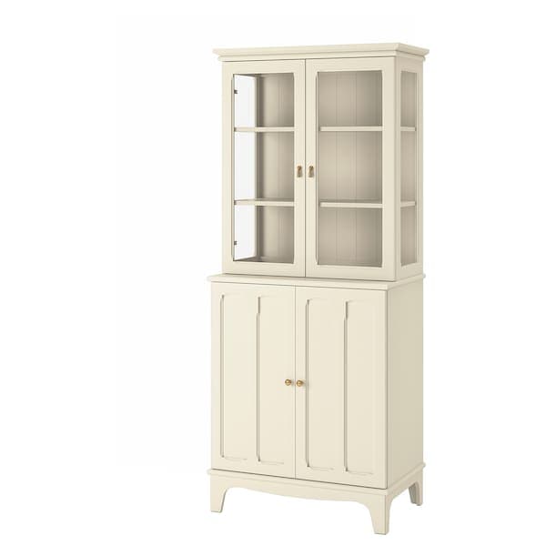 Ikea LOMMARP - Cabinet with glass doors, light beige, 86x199 cm