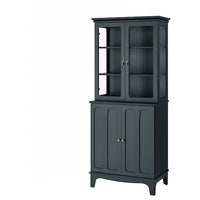 LOMMARP - Cabinet with glass doors, dark blue-green, 86x199 cm - best price from Maltashopper.com 40383737
