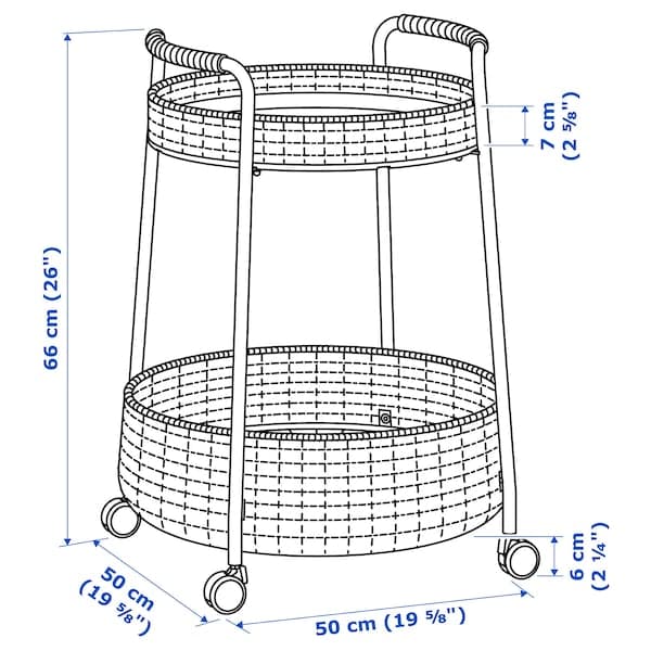 Ikea LUBBAN - Trolley table with storage, rattan/anthracite