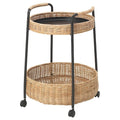 LUBBAN trolley table with storage, rattan/anthracite, 50x50 cm