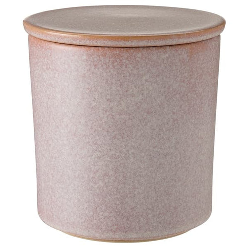 LUGNARE - Scented candle in ceramic jar w lid, Jasmine/pink, 60 hr