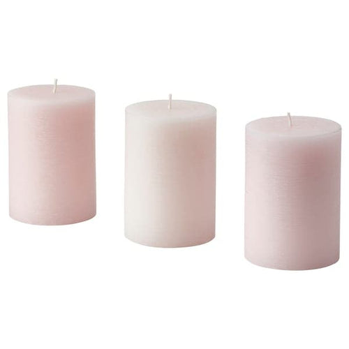 LUGNARE - Scented pillar candle, Jasmine/pink, 30 hr