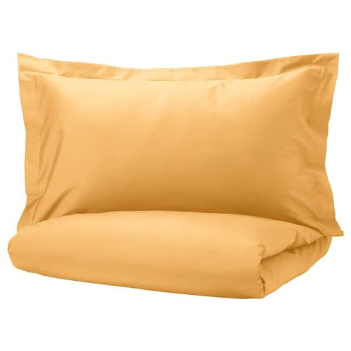 LUKTJASMIN - Duvet cover and 2 pillowcases, yellow, 240x220/50x80 cm