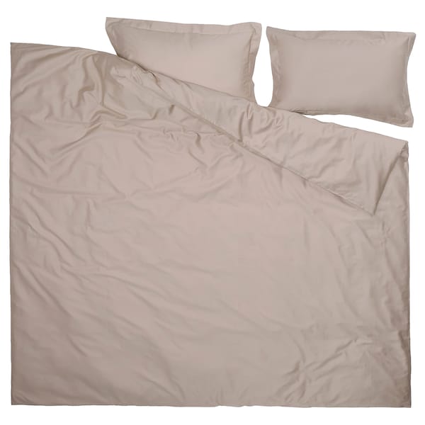 LUKTJASMIN - Duvet cover and 2 pillowcases, grey-beige, 240x220/50x80 cm - best price from Maltashopper.com 10570288