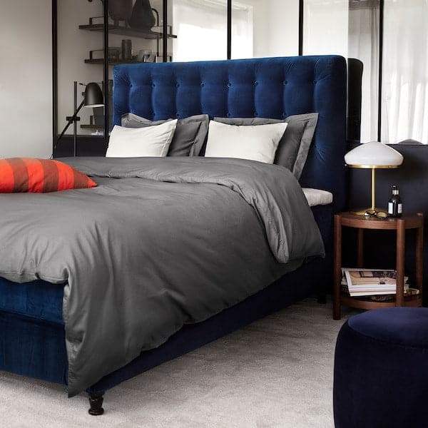 LUKTJASMIN - Duvet cover and 2 pillowcases, dark grey