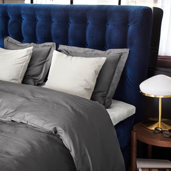 Ikea LUKTJASMIN - Duvet cover and 2 pillowcases, dark grey, 240x220/50x80 cm