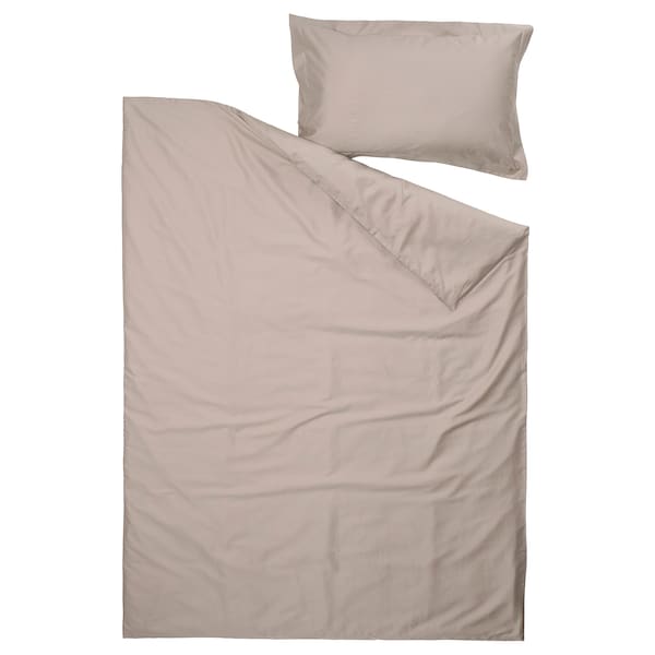 Ikea LUKTJASMIN - Duvet cover and pillowcase, grey-beige, 150x200/50x80 cm