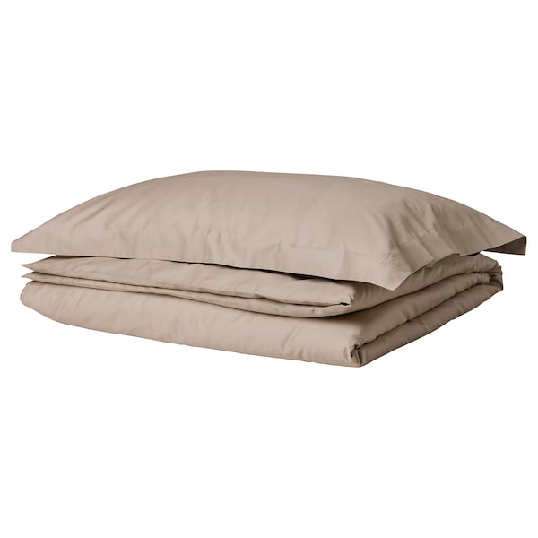 LUKTJASMIN - Duvet cover and pillowcase, grey-beige, 150x200/50x80 cm - best price from Maltashopper.com 00570298