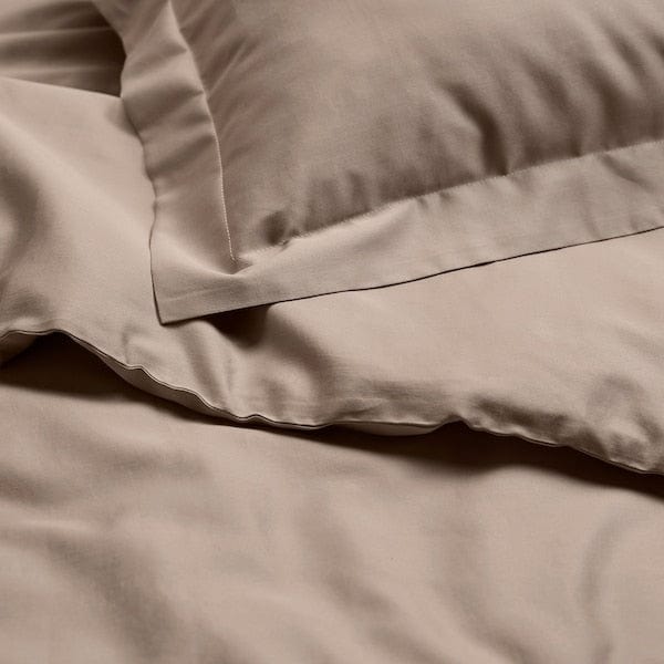 Ikea LUKTJASMIN - Duvet cover and pillowcase, grey-beige, 150x200/50x80 cm