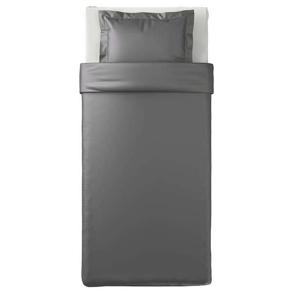 Ikea LUKTJASMIN - Duvet cover and pillowcase, dark grey, 150x200/50x80 cm