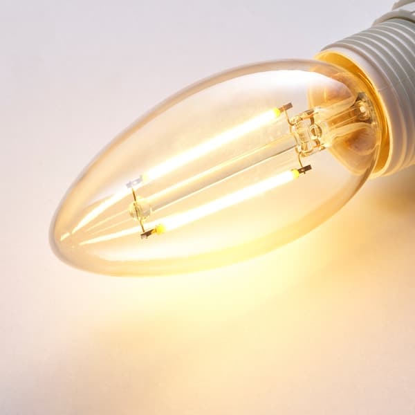 Ikea LUNNOM - LED bulb E14 210 lumen, dimmable/chandelier brown clear glass