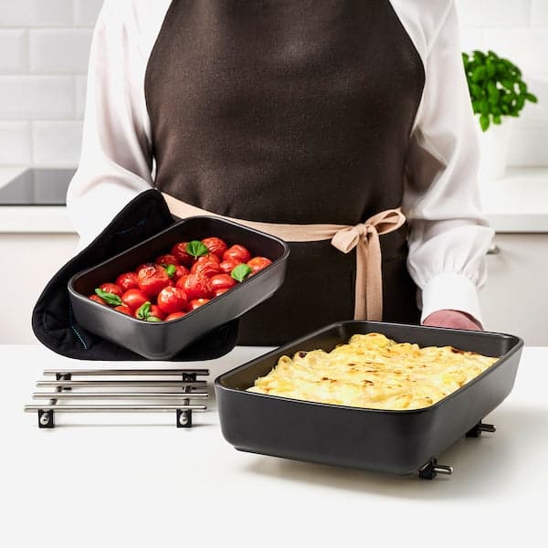 LYCKAD - Oven/serving dish set of 2, dark grey - best price from Maltashopper.com 00464429