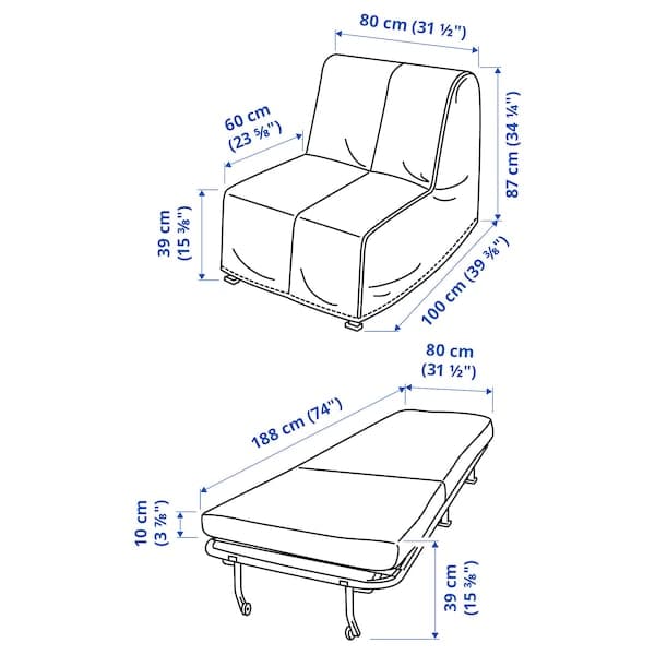 LYCKSELE HÅVET Bed chair - Dark grey vansbro - best price from Maltashopper.com 19386988