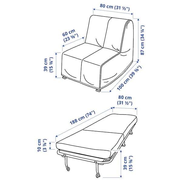 Ikea LYCKSELE LÖVÅS Armchair Bed - Natural Ransta