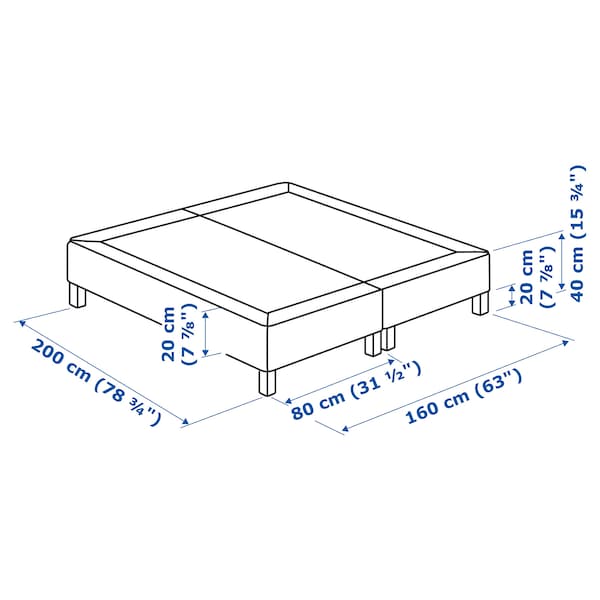 Ikea LYNGÖR - Base for slatted mattress/legs, white,160x200 cm