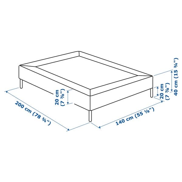 Ikea LYNGÖR - Base for slatted mattress/legs, white,140x200 cm