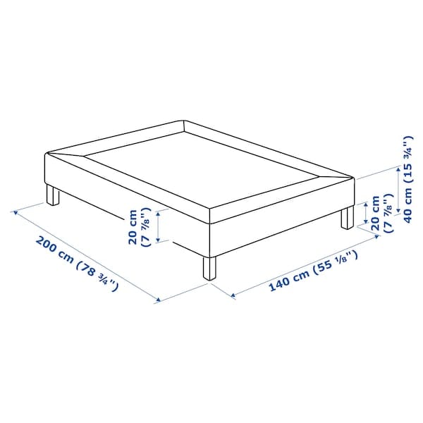 Ikea LYNGÖR - Base for slatted mattress/legs, dark grey,140x200 cm