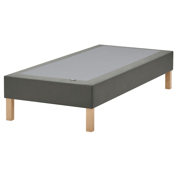 LYNGÖR - Base for slatted mattress/legs, dark grey,90x200 cm