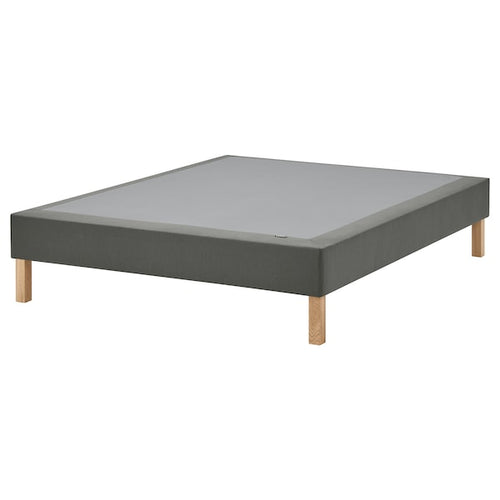 LYNGÖR - Base for slatted mattress/legs, dark grey,140x200 cm