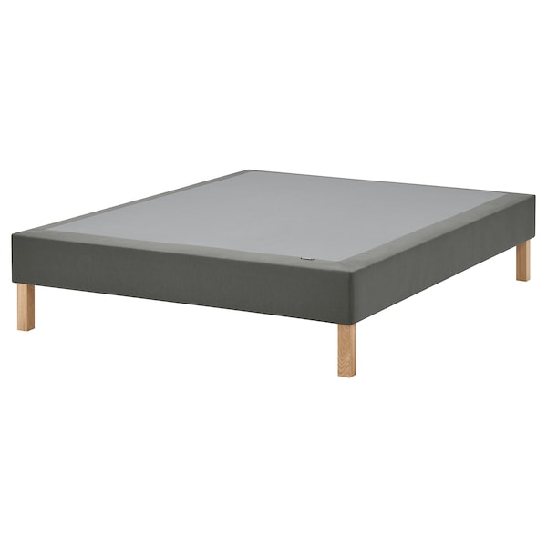 LYNGÖR - Base for slatted mattress/legs, dark grey,140x200 cm