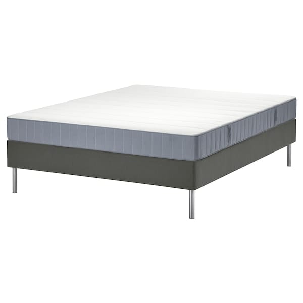 Ikea LYNGÖR - Sommier, Vesteröy rigid/light blue dark grey,160x200 cm