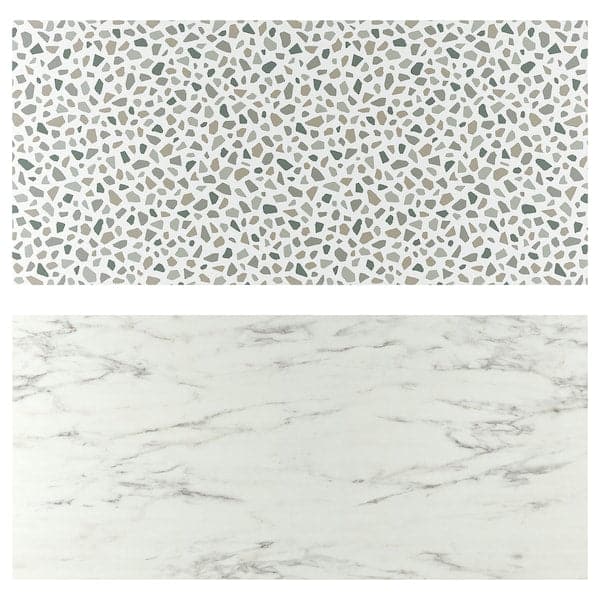 LYSEKIL - Wall panel, double sided white marble effect/terrazzo effect, 119.6x55 cm - best price from Maltashopper.com 10558007