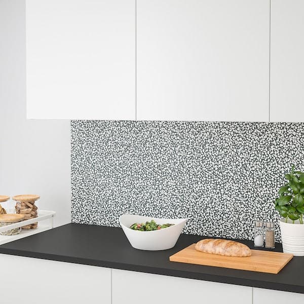 Ikea LYSEKIL - Wall panel, double sided white marble effect/black/white mosaic patterned, 119.6x55 cm