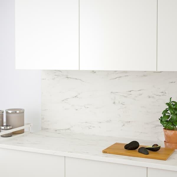 Ikea LYSEKIL - Wall panel, double sided white marble effect/black/white mosaic patterned, 119.6x55 cm