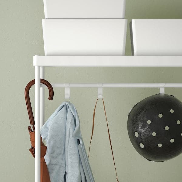 MACKAPÄR - Coat rack with shoe storage unit, white, 78x32x200 cm - best price from Maltashopper.com 50530988