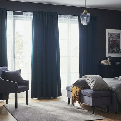 MAJGULL Blackout curtains, 1 pair - dark turquoise 145x300 cm - best price from Maltashopper.com 70488115
