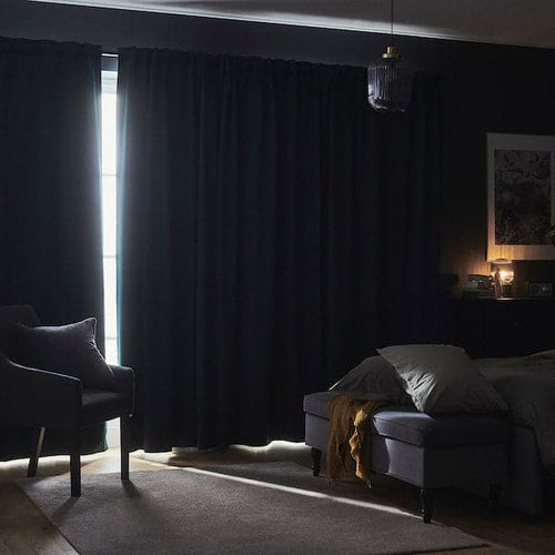 MAJGULL Blackout curtains, 1 pair - dark turquoise 145x300 cm