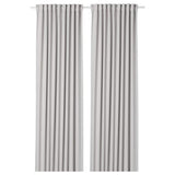 MAJGULL room darkening curtains, 1 pair, light grey/with heading tape, 145x300 cm