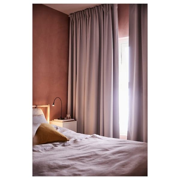 MAJGULL Semi-darkening curtains, 1 pair - light gray 145x300 cm , 145x300 cm - best price from Maltashopper.com 90346752