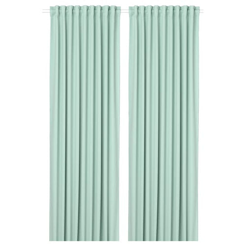MAJGULL Semi-darkening curtains, 1 pair - light green 145x300 cm