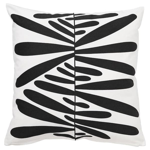 MAJSMOTT - Cushion cover, off-white/black, 50x50 cm