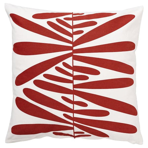 MAJSMOTT - Cushion cover, off-white/red, 50x50 cm