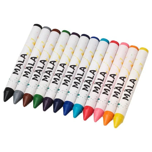 MÅLA wax crayon, mixed colours, 12 pack