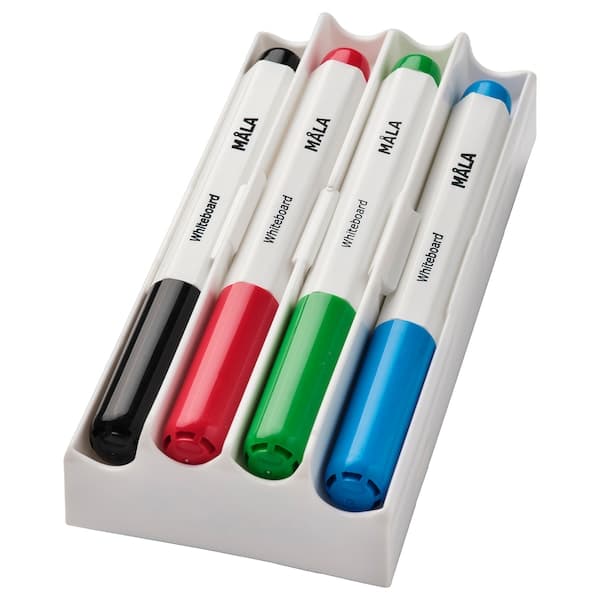 MÅLA - Whiteboard pen with holder/eraser, mixed colours - best price from Maltashopper.com 50456592