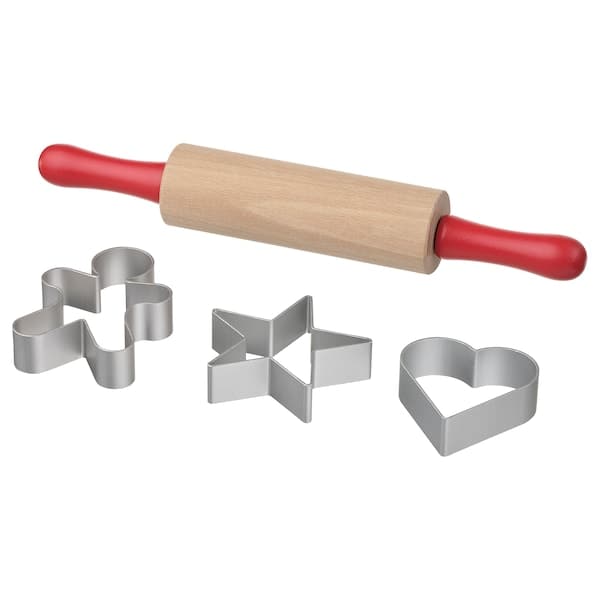 MÅLA - 4-piece modelling dough toolset, multicolour