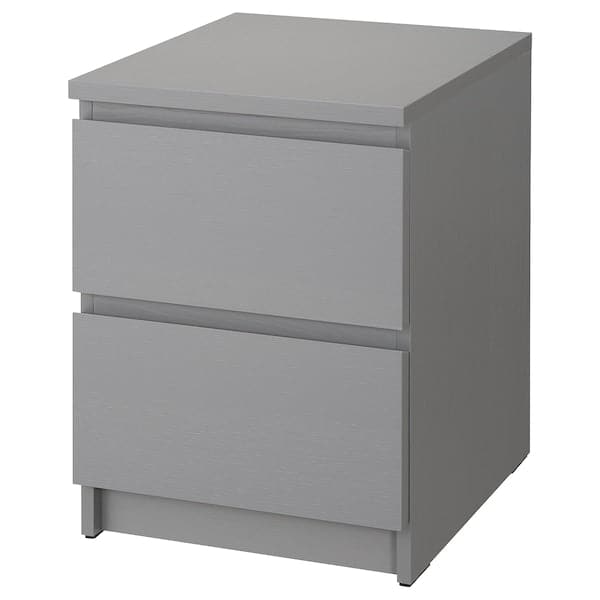 MALM - Chest of 2 drawers, grey stained, 40x55 cm - best price from Maltashopper.com 50454908