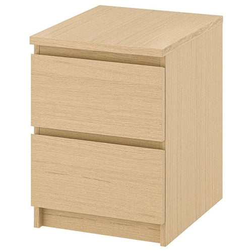 MALM - Chest of 2 drawers, white stained oak veneer, 40x55 cm